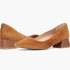 NYDJ Women's Brown Suede Block Heel Shoes